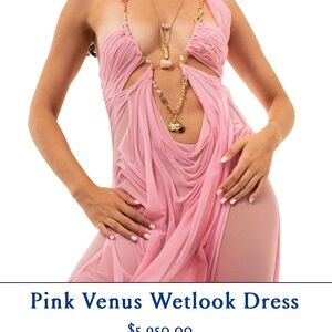 DiPetsa dress, burgundy color, long flowing with gold hardware